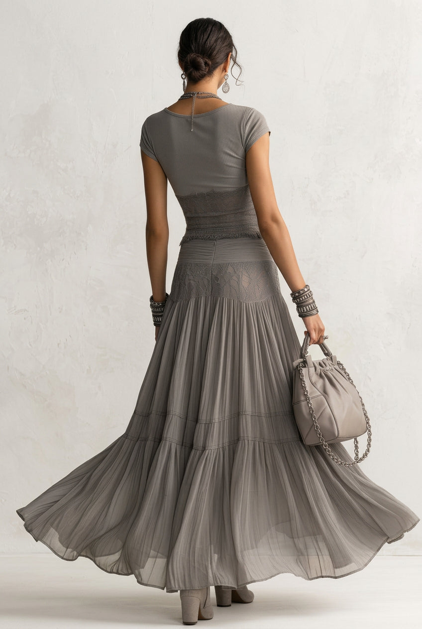 Clemary - Conjunto de blusa gris