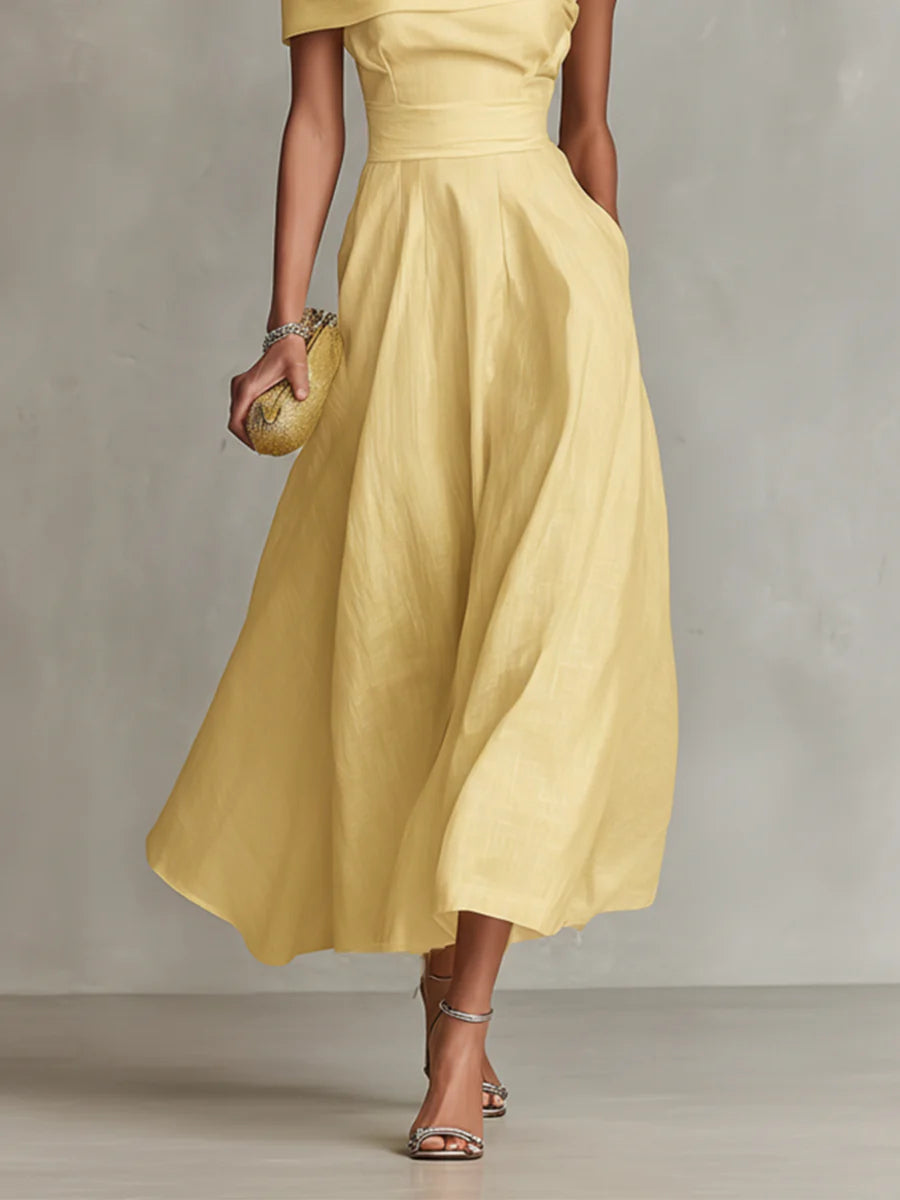 Beatriz - Vestido maxi amarillo de lino
