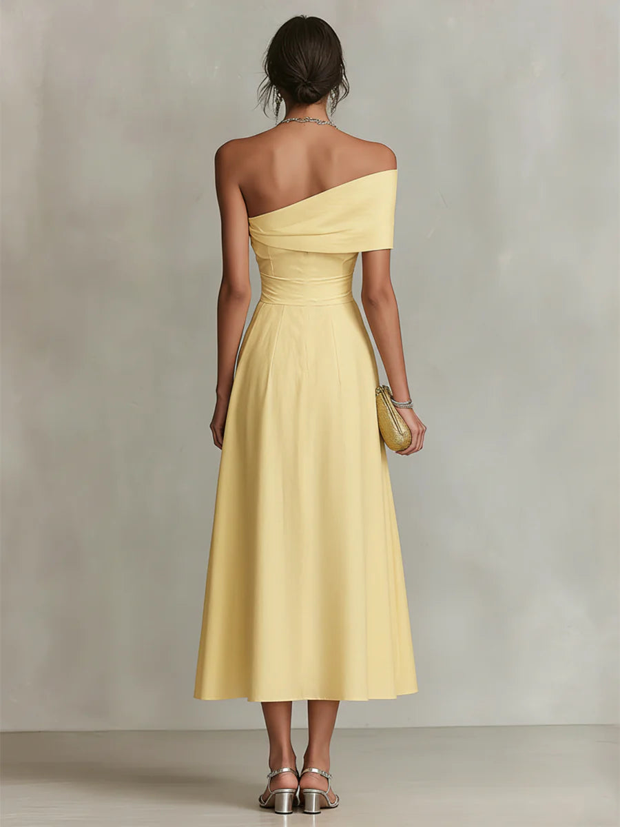 Beatriz - Vestido maxi amarillo de lino