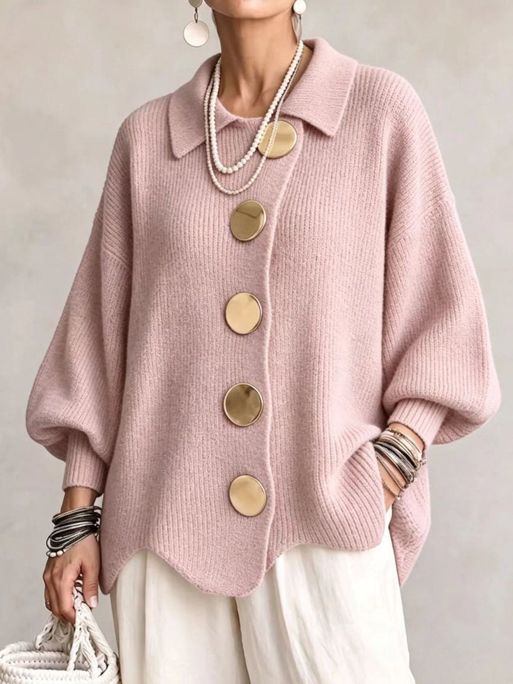 Stefania – Cárdigan/Blusa Oversize con Botones