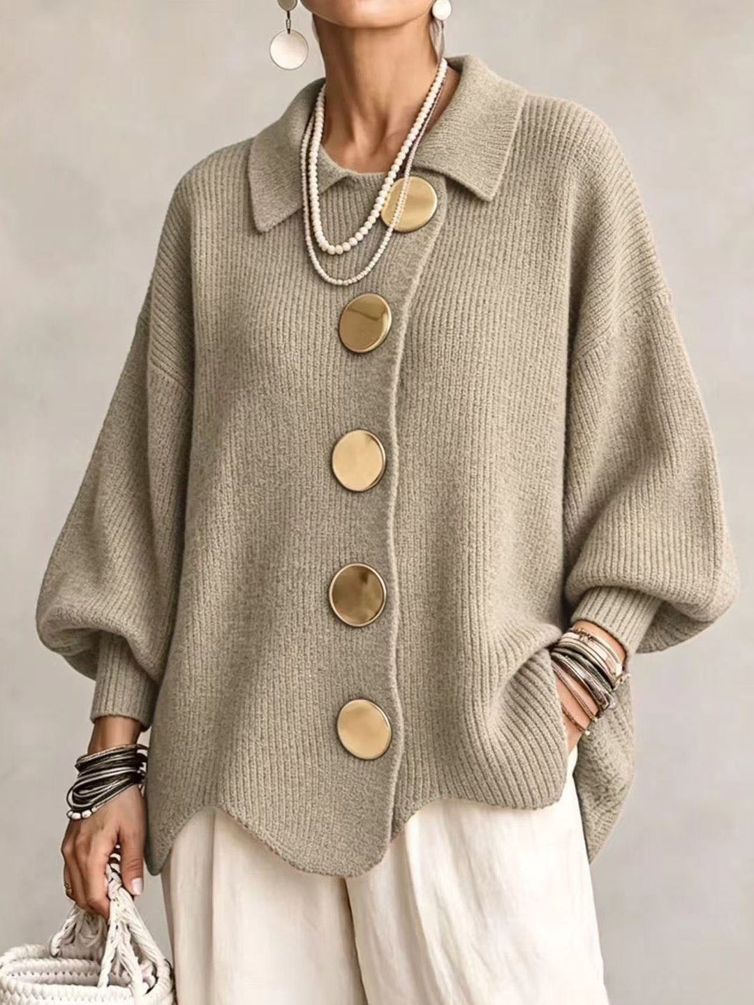 Stefania – Cárdigan/Blusa Oversize con Botones