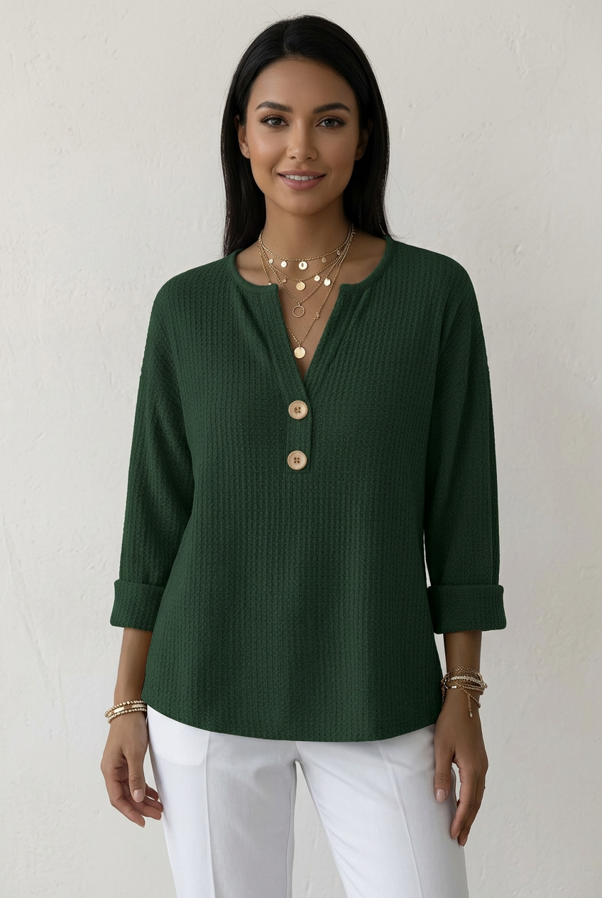 Lucía - Camiseta Henley  Waffle
