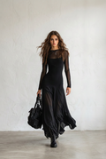 Candella - Vestido maxi de tul negro