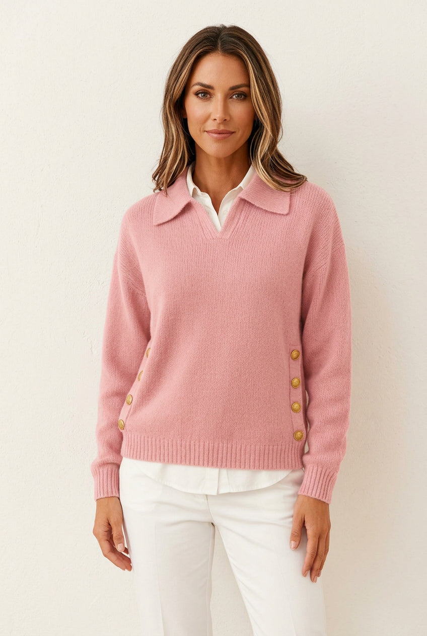 Valentina - Suéter con Cuello Polo y Botones
