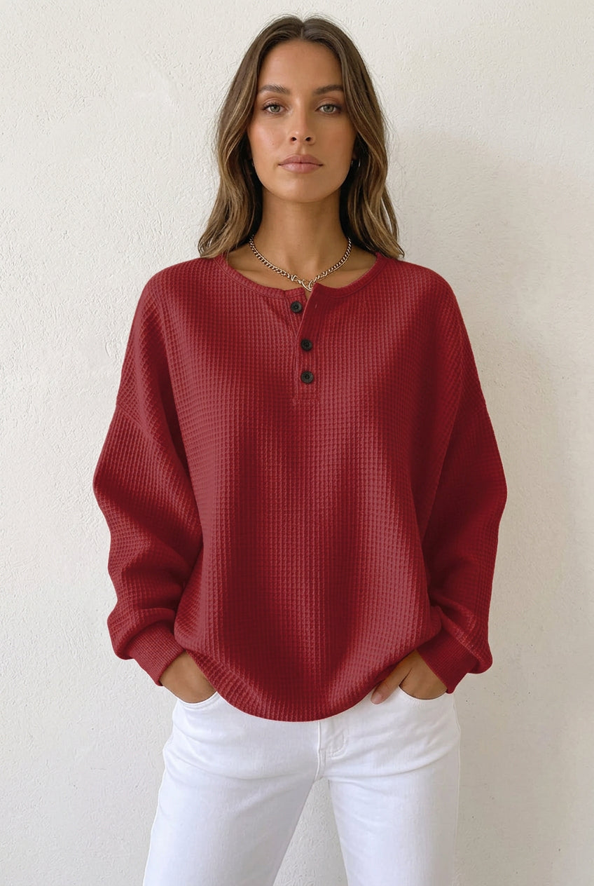 Milagros - Sudadera Henley de Textura