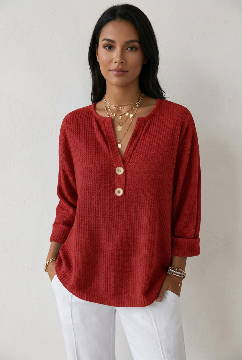 Lucía - Camiseta Henley  Waffle
