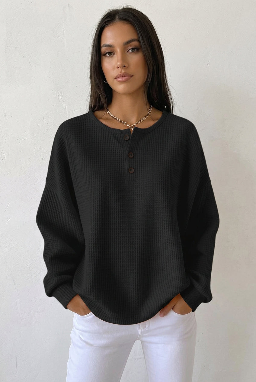 Milagros - Sudadera Henley de Textura