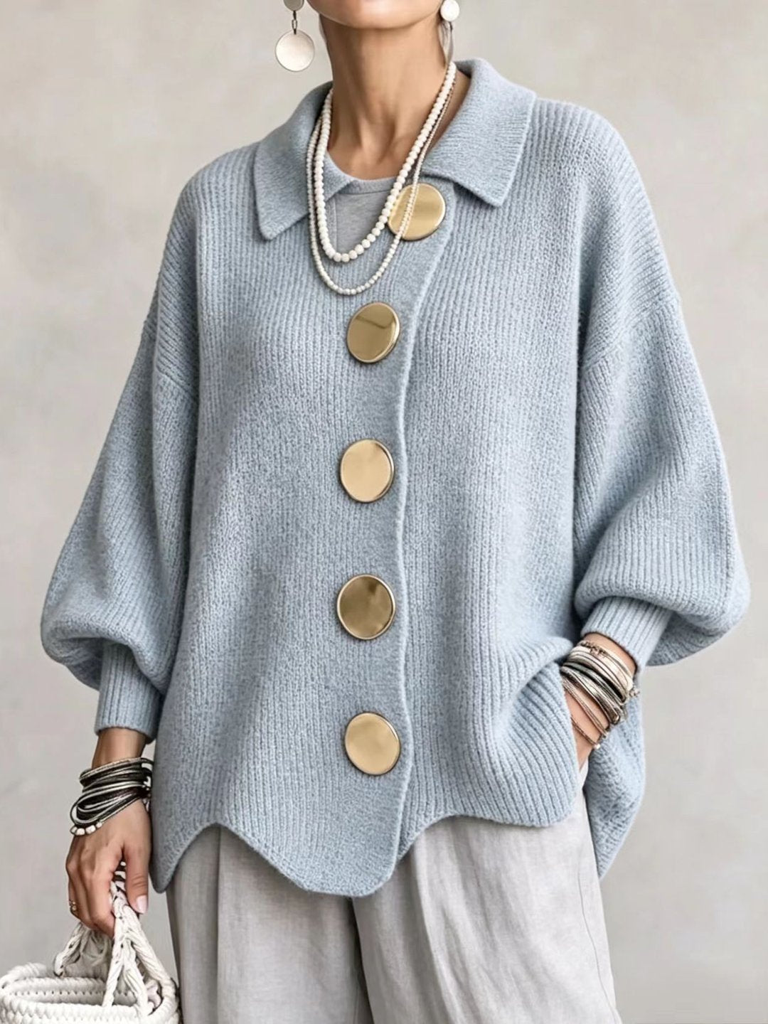 Stefania – Cárdigan/Blusa Oversize con Botones