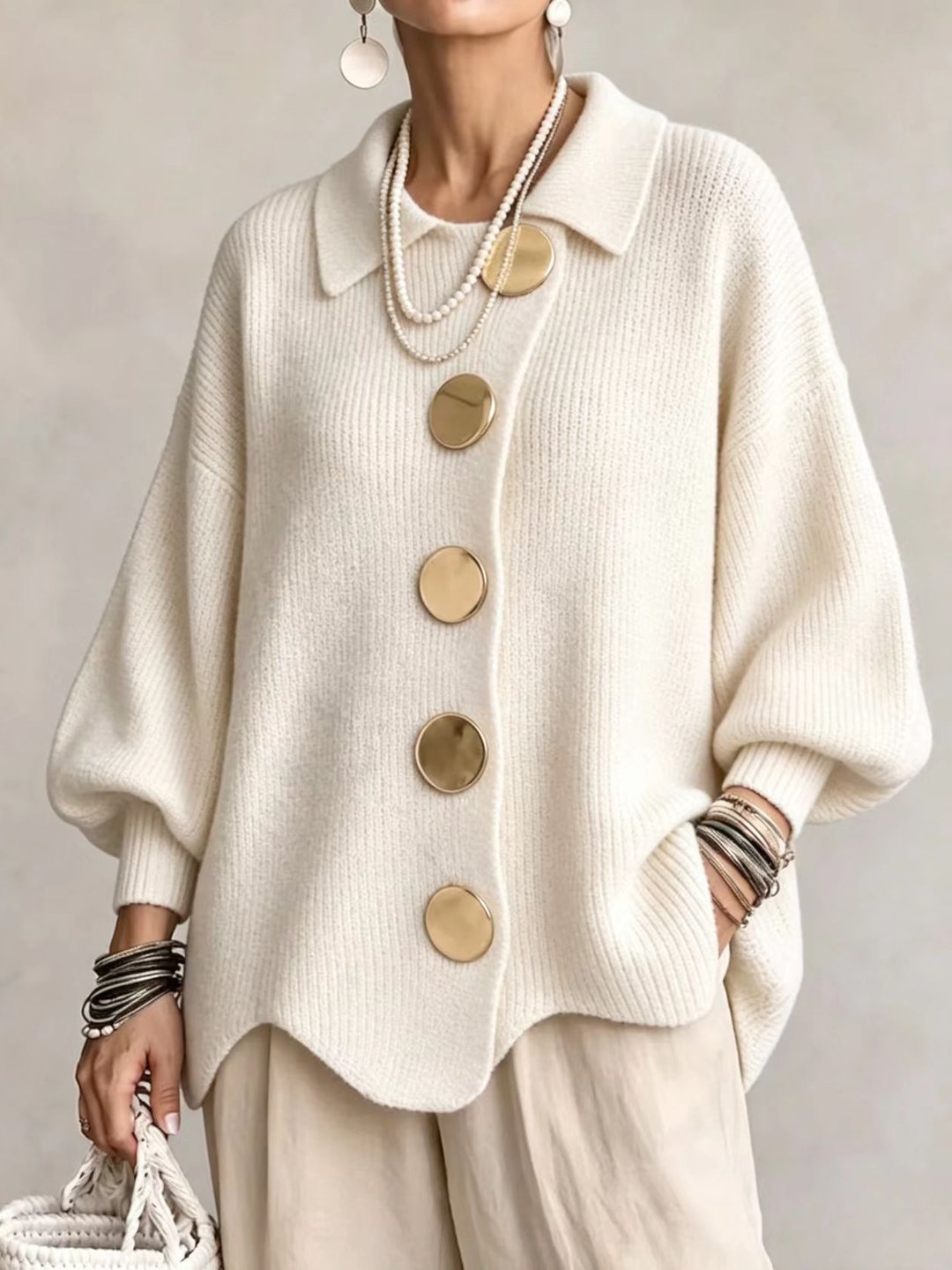 Stefania – Cárdigan/Blusa Oversize con Botones