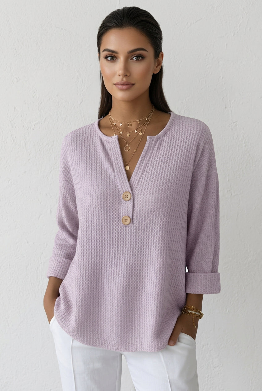 Lucía - Camiseta Henley  Waffle