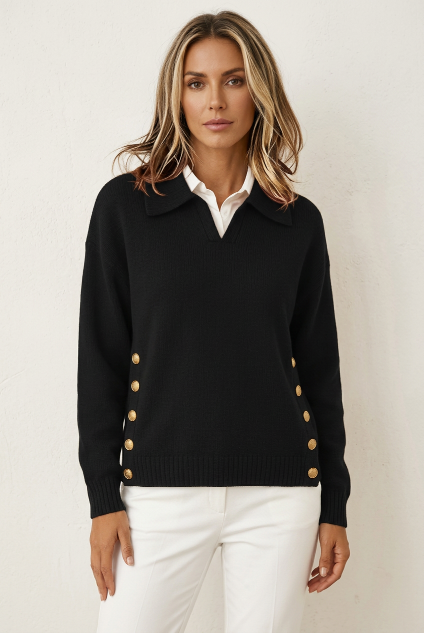 Valentina - Suéter con Cuello Polo y Botones