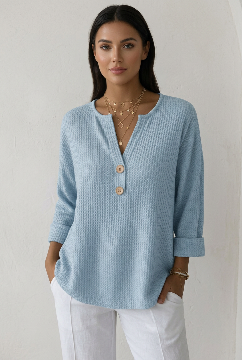 Lucía - Camiseta Henley  Waffle