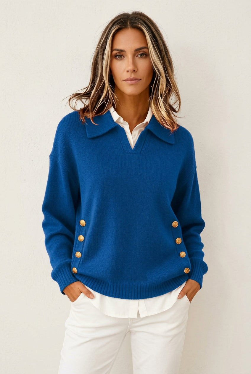 Valentina - Suéter con Cuello Polo y Botones