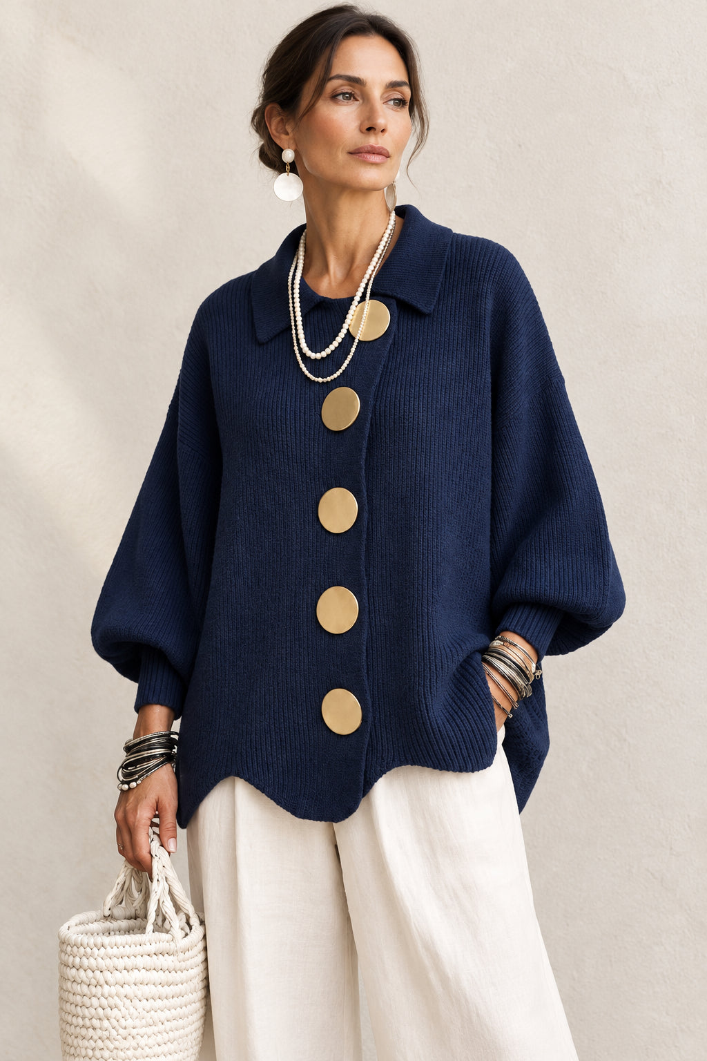 Stefania – Cárdigan/Blusa Oversize con Botones