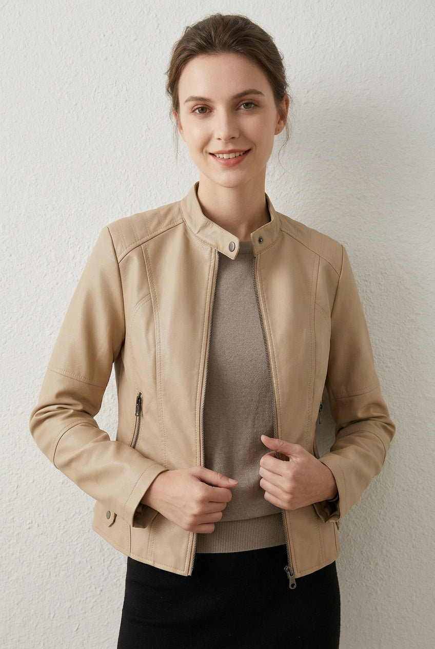 Helen - Chaqueta Motera con Cuello Alto