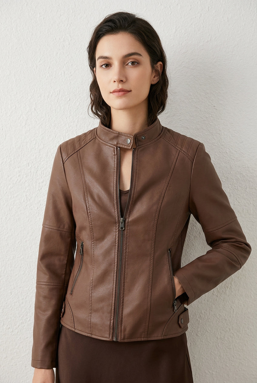 Helen - Chaqueta Motera con Cuello Alto